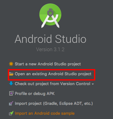 Open an existing Android Studio Project